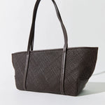 St Agni Woven Slim Bateau Tote in Coffee
