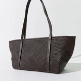 St Agni Woven Slim Bateau Tote in Coffee