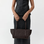 St Agni Woven Slim Bateau Tote in Coffee