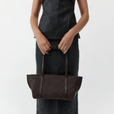 St Agni Woven Slim Bateau Tote in Coffee