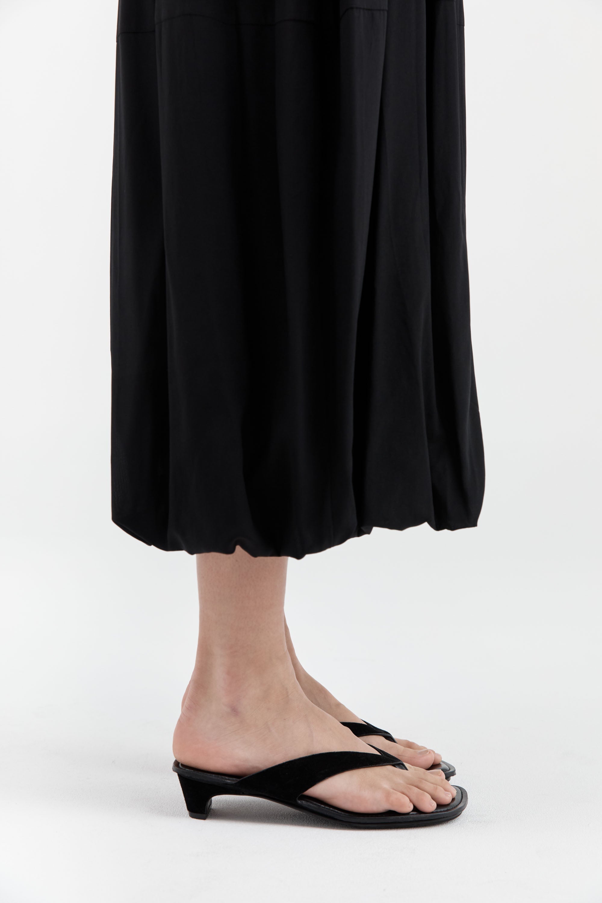 St Agni Suede Opanka Heel in Black - styled look
