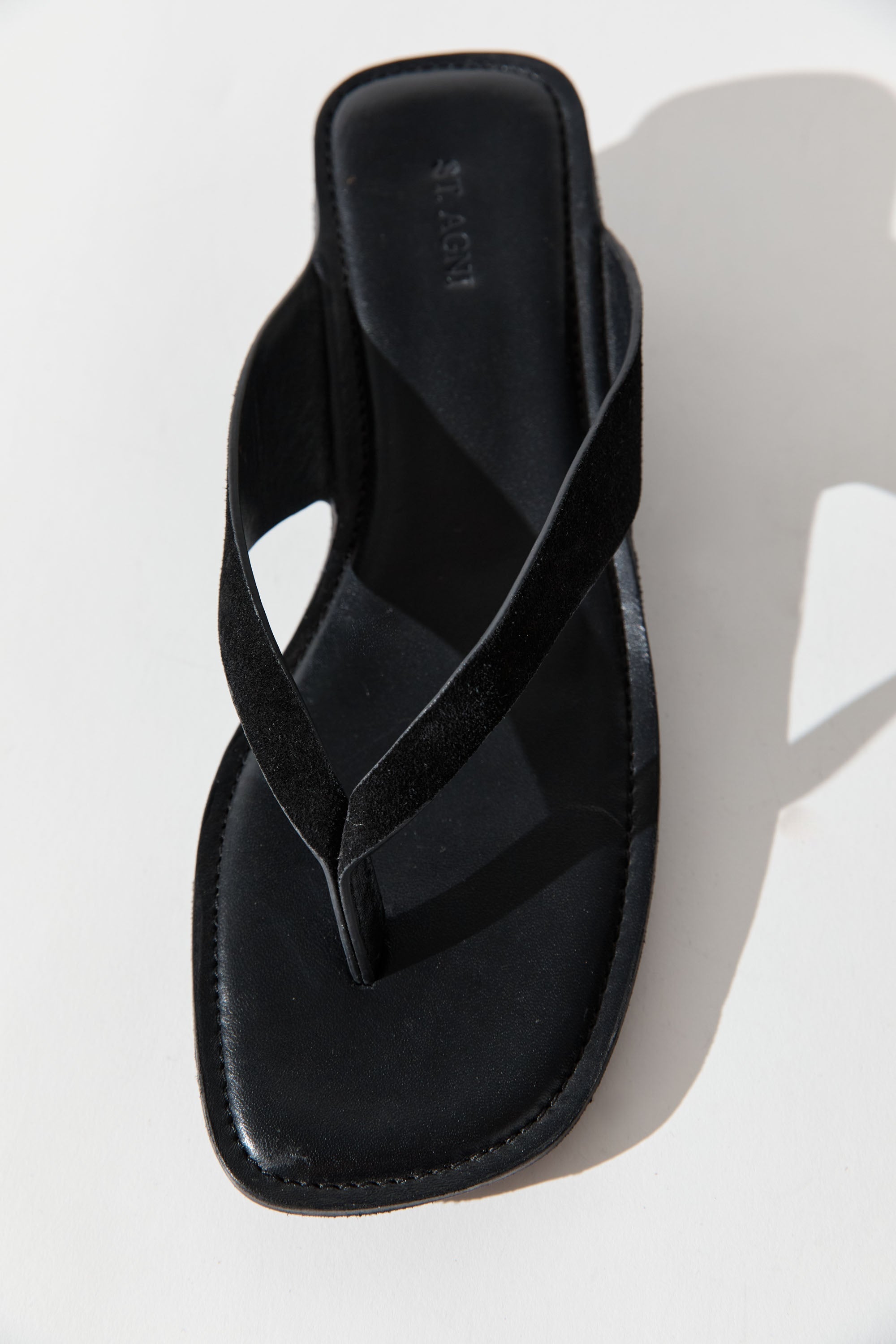 St Agni Suede Opanka Heel in Black - side view