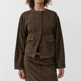 St Agni Suede Utility Cocoon Bomber in Khaki