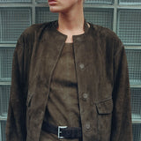 St Agni Suede Utility Cocoon Bomber in Khaki