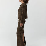 St Agni Suede Utility Cocoon Bomber in Khaki