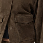 St Agni Suede Utility Cocoon Bomber in Khaki
