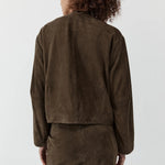 St Agni Suede Utility Cocoon Bomber in Khaki