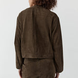 St Agni Suede Utility Cocoon Bomber in Khaki