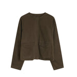 St Agni Suede Utility Cocoon Bomber in Khaki