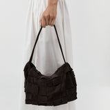 St Agni Suede Woven Envelope Mini Tote in Coffee