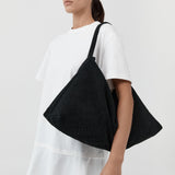 St Agni Suede Woven Hobo Bag in Washed Black