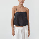 St Agni Woven Check Drawstring Cami in Iron Glaze