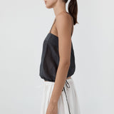 St Agni Woven Check Drawstring Cami in Iron Glaze