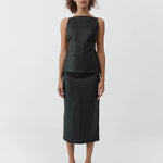 St Agni Woven Leather Skirt in Black