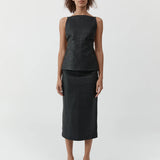 St Agni Woven Leather Skirt in Black