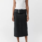 St Agni Woven Leather Skirt in Black