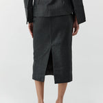 St Agni Woven Leather Skirt in Black