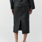 St Agni Woven Leather Skirt in Black