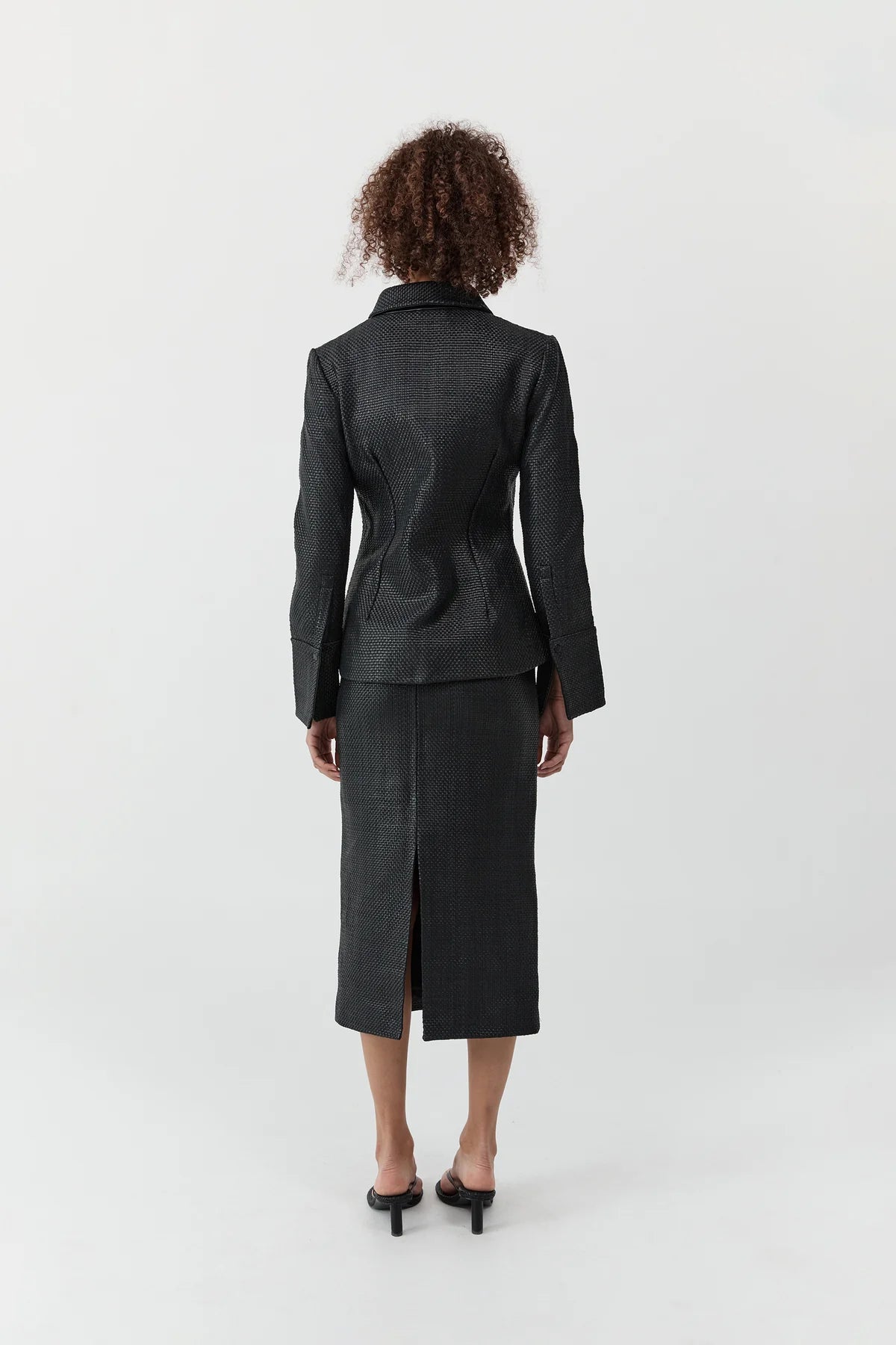 St Agni Woven Leather Skirt in Black