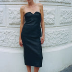 St Agni Woven Leather Skirt in Black