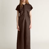 Lee Mathews Stella Silk Satin Maxi Dress in Chocolate