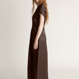 Lee Mathews Stella Silk Satin Maxi Dress in Chocolate