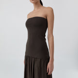 St Agni Strapless Balloon Hem Dress in Cedar