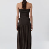 St Agni Strapless Balloon Hem Dress in Cedar