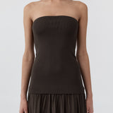 St Agni Strapless Balloon Hem Dress in Cedar