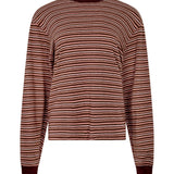 Bassike Stripe Slouch L/S T-Shirt in Pink/Orange/Plum