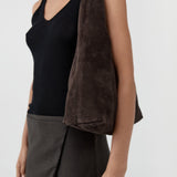 St Agni Suede Soft Bag in Coffee