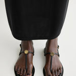 Toteme T-Strap Nappa Sandals in Black - detail view