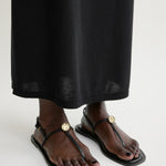 Toteme T-Strap Nappa Sandals in Black - side view