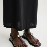 Toteme T-Strap Nappa Sandals in Black - side view