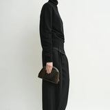 Toteme Classic Cashmere Crew Neck Knit in Black - detail view