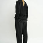Toteme Classic Cashmere Crew Neck Knit in Black - styled look