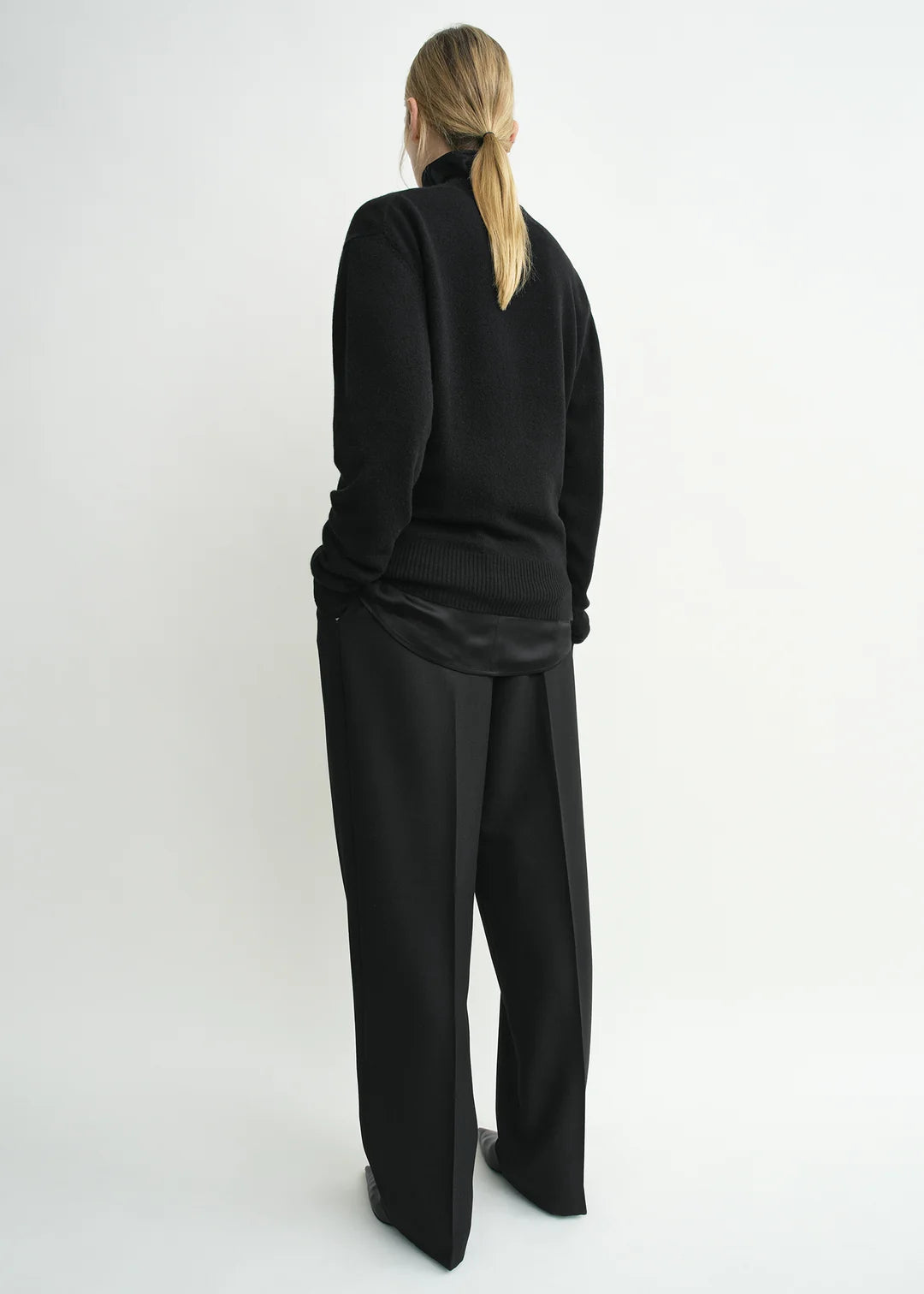 Toteme Classic Cashmere Crew Neck Knit in Black - styled look