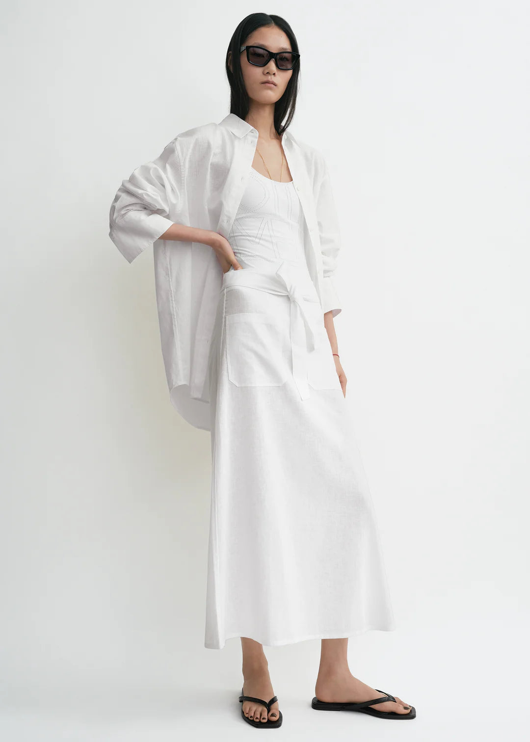 Toteme Tie Waist Skirt in White