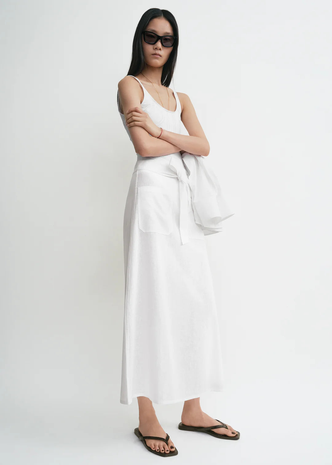 Toteme Tie Waist Skirt in White