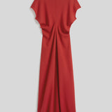 Toteme Slouch Waist Wool Dress in Poppy