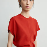 Toteme Slouch Waist Wool Dress in Poppy