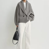 Toteme Shawl Lapel Cardigan in Mid Grey Melange