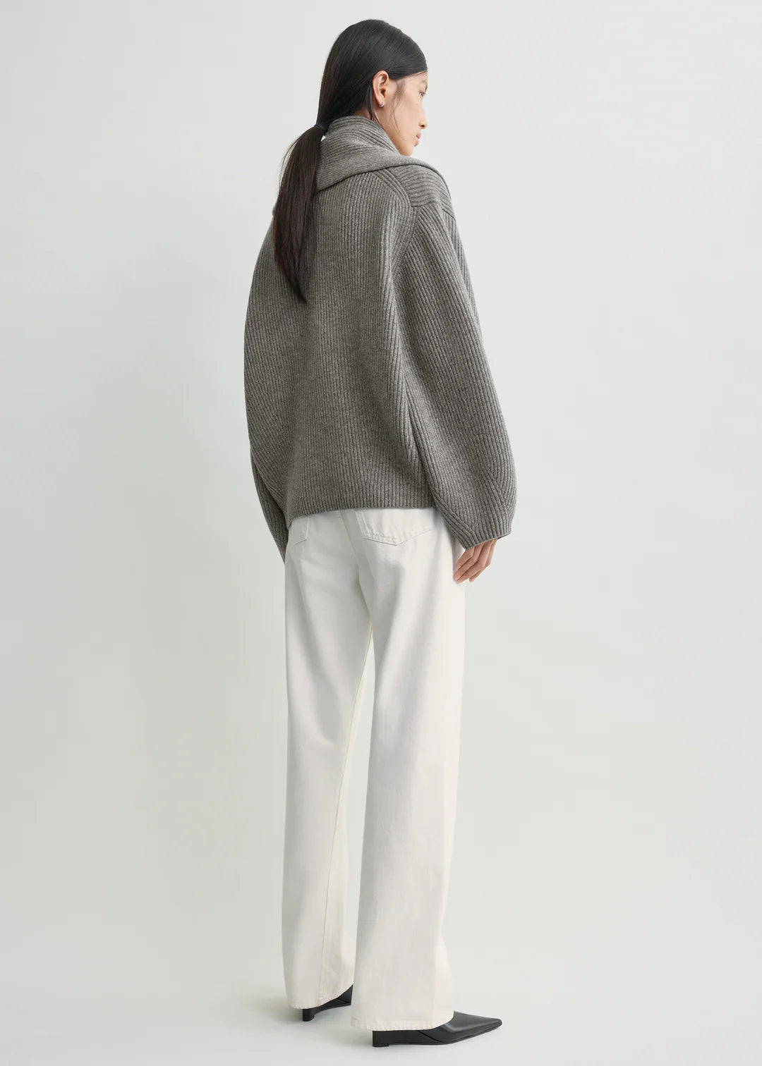 Toteme Shawl Lapel Cardigan in Mid Grey Melange