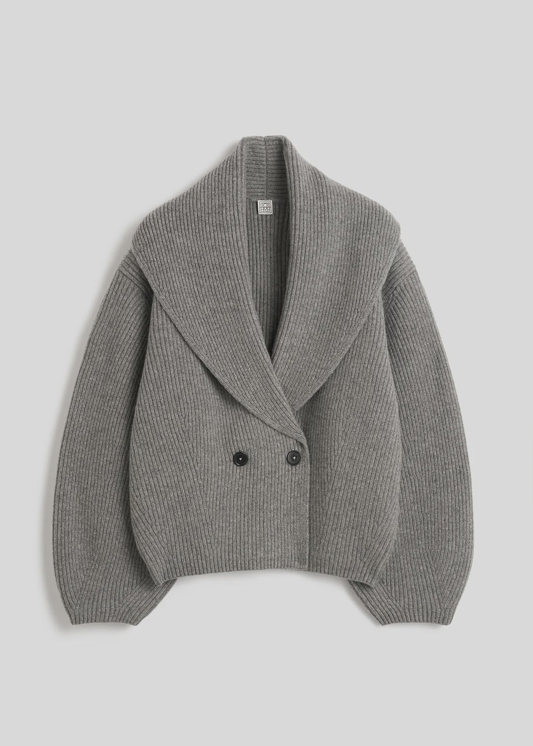 Toteme Shawl Lapel Cardigan in Mid Grey Melange