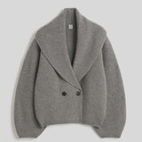 Toteme Shawl Lapel Cardigan in Mid Grey Melange