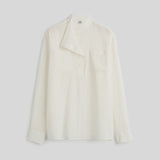 Toteme Overlapping Collar Blouse in Milk