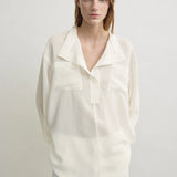 Toteme Overlapping Collar Blouse in Milk