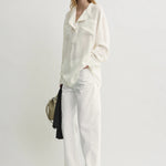 Toteme Overlapping Collar Blouse in Milk