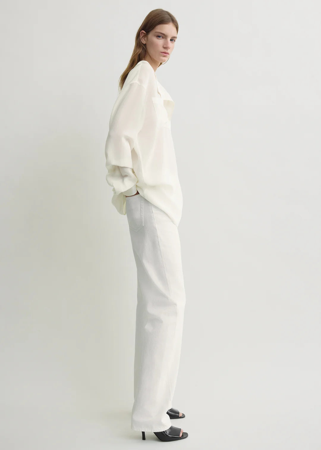 Toteme Overlapping Collar Blouse in Milk