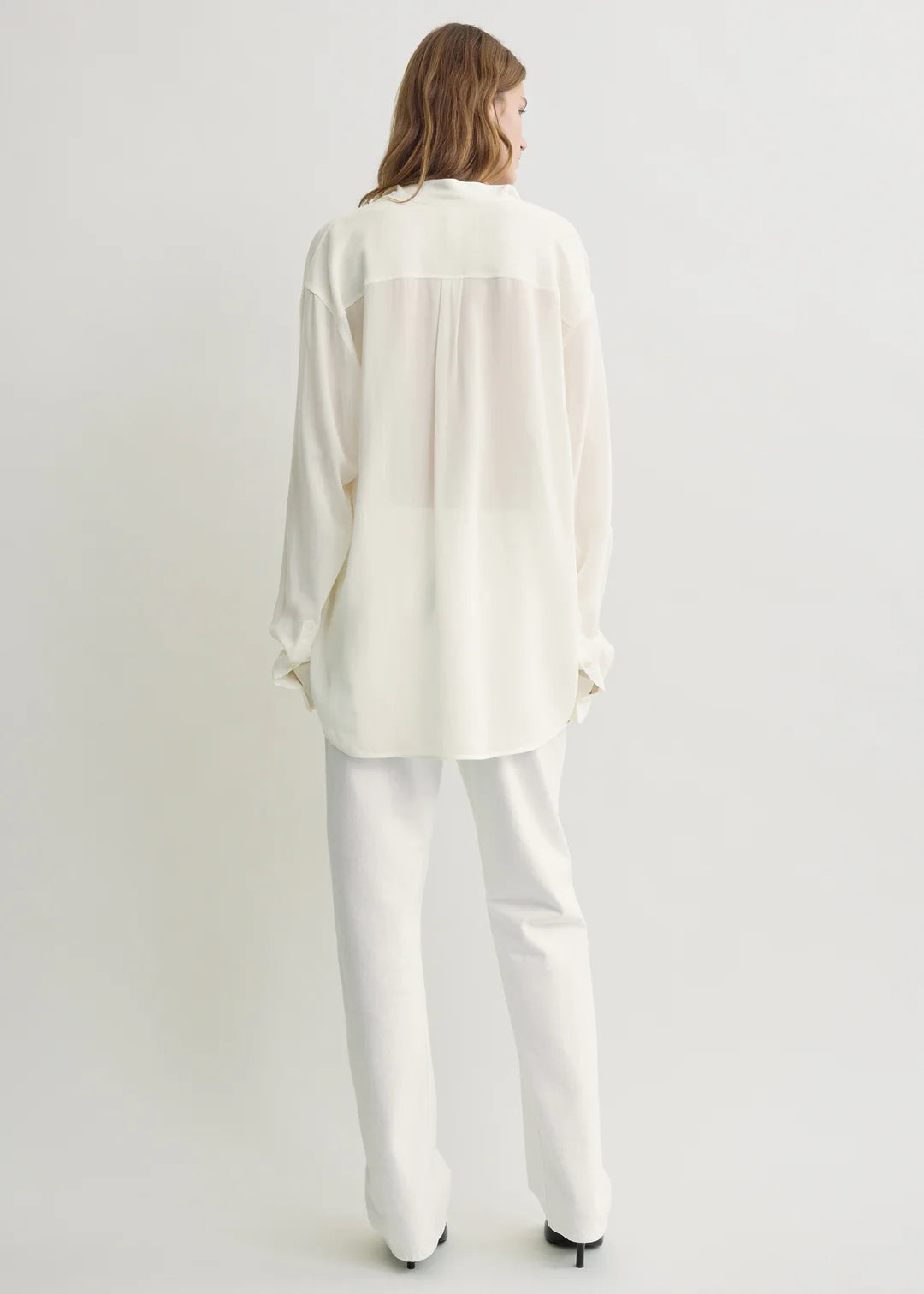Toteme Overlapping Collar Blouse in Milk